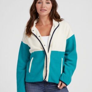 Herizon Olive Green & Beige Fleece Jacket